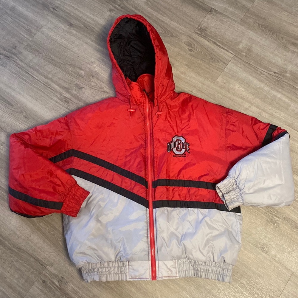 Vintage 90s Ohio State Jerzees Activewear Zip Up Puffy Jacket